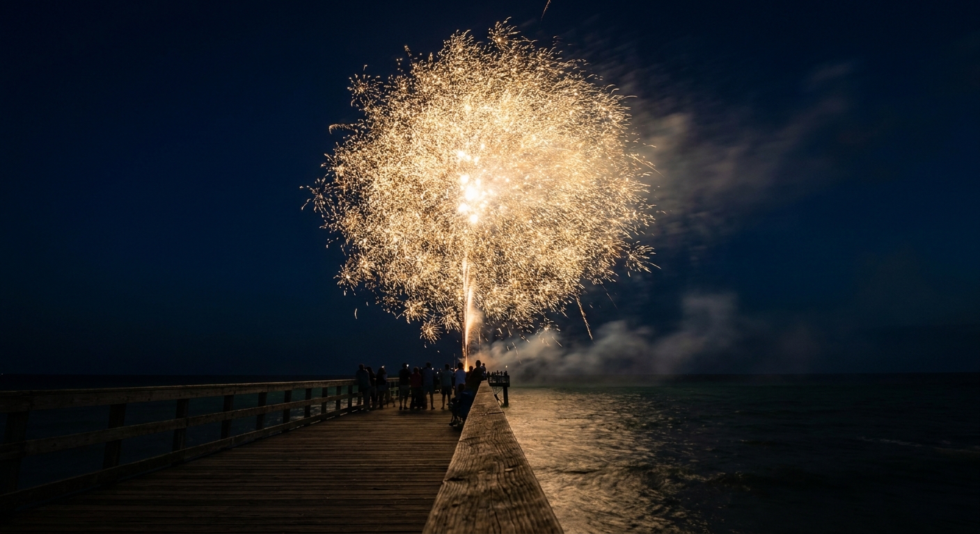 夜空いっぱいに開く特大の花火のイメージ