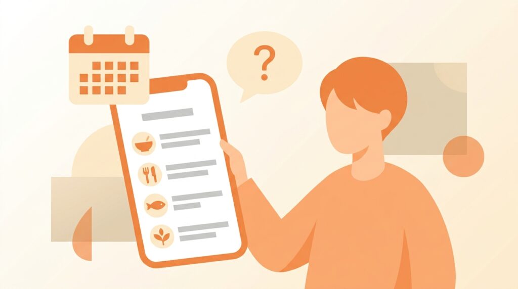 期間限定メニューの終了日を確認する人のイメージ