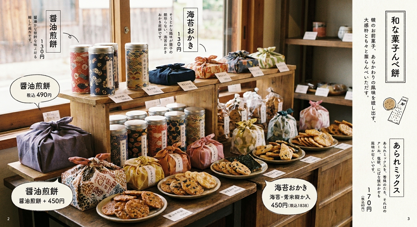 もち吉の定番商品ラインナップのイメージ