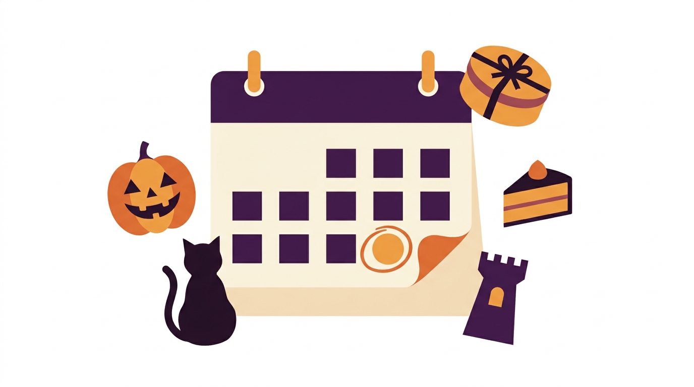 ハロウィン2026は10月31日土曜、イベントと限定商品をまとめたイメージ