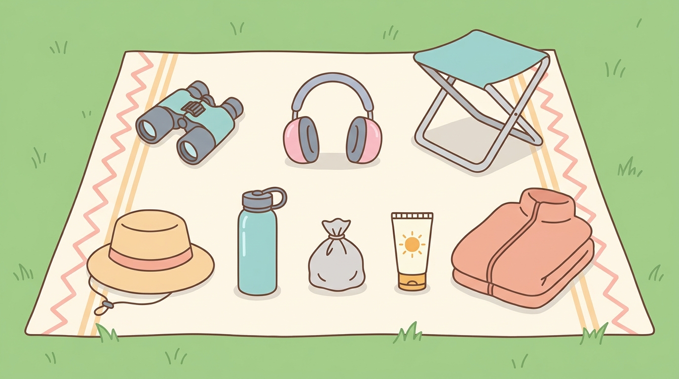 航空祭に持っていく持ち物のイラスト